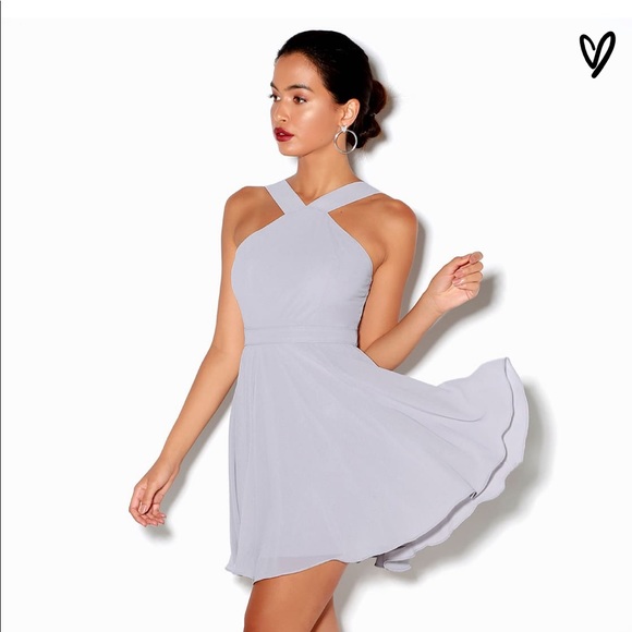 Lulus Forevermore Grey Skater Dress. - Picture 1 of 4
